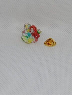 NWOT ARIEL THE LITTLE MERMAID ACRYLIC PIN BROOCH KAWAII DISNEY CHARACTER P05